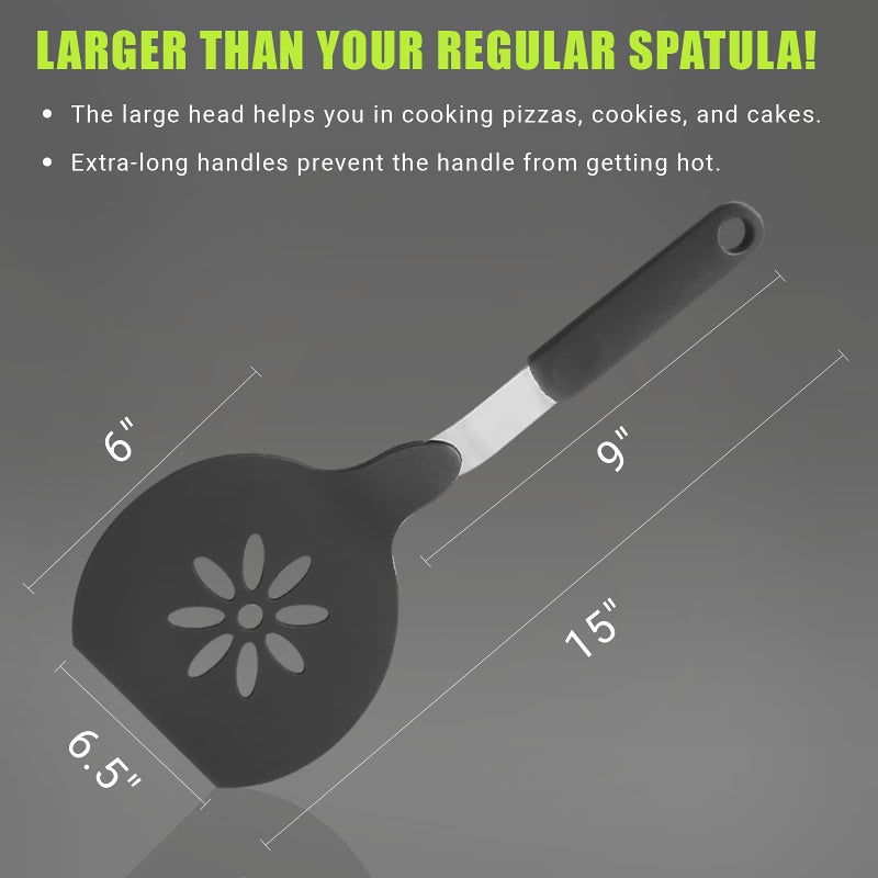 Homi Styles Jumbo Nylon Spatula, Non-Stick, and Dishwasher Safe - Ideal for Cooking, Flipping, and Serving, Great for Pancake Flipper, Egg Pancake Turner - 15 X 6.5 Inches Extra Large Spatula (Black) - Image 3